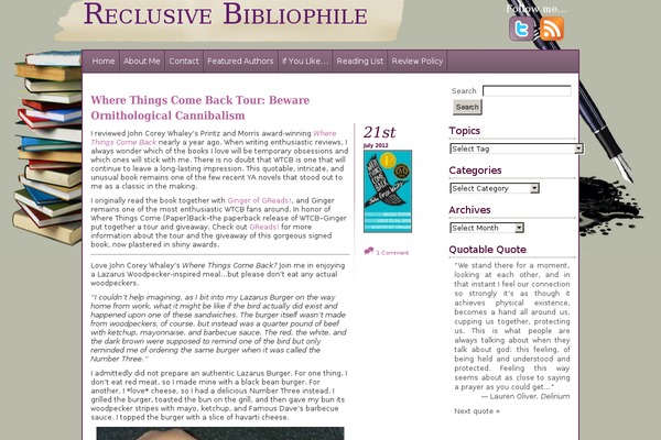 reclusivebibliophile.com site used A little touch of purple