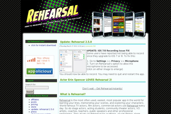 rehearsaltheapp.com site used IPhone WordPress Theme