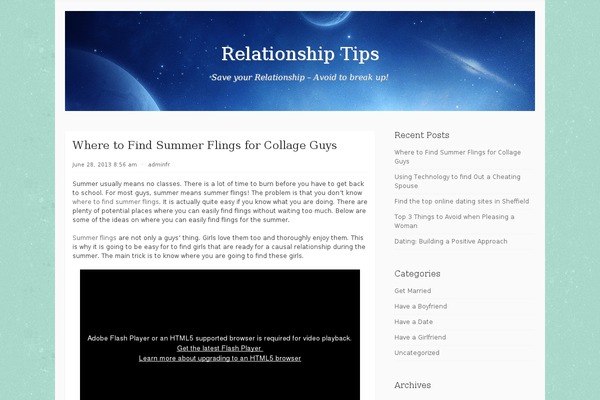 Galaxy theme site design template sample