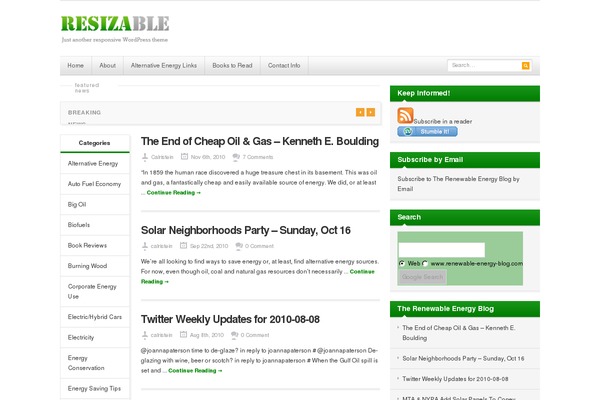 Resizable theme site design template sample