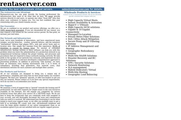rentaserver.com site used Multihost