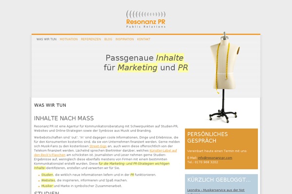 resonanz-pr.com site used Carrington Text