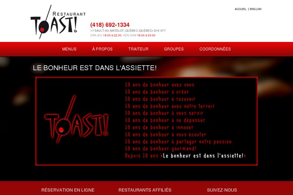 Toast theme site design template sample