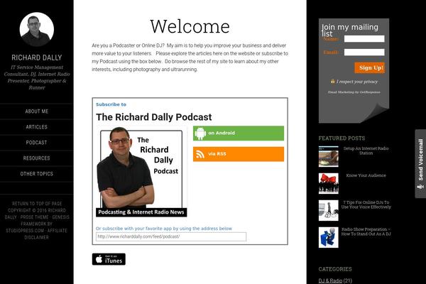 richarddally.com site used Sixteen Nine Pro Theme