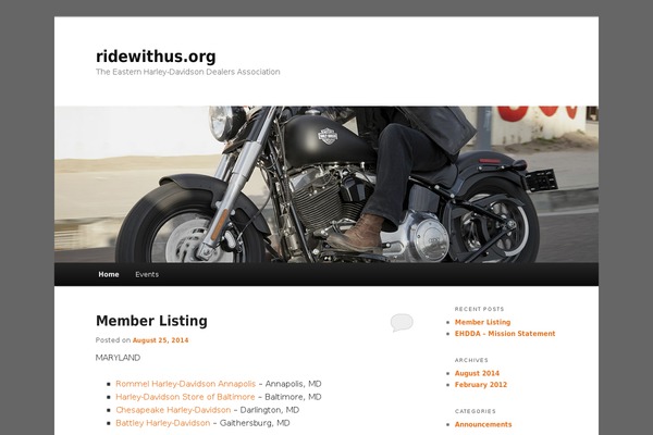 ridewithus.org site used Twentyeleven-custom