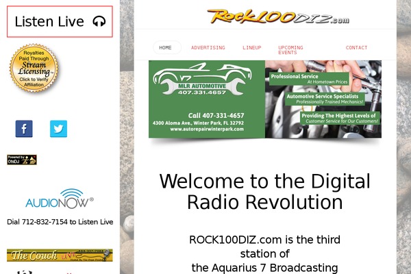 rock100diz.com site used Webvista
