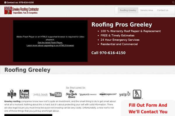 roofinggreeley.net site used Ppl Ninja Theme