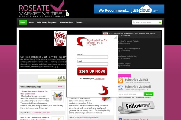 Site using Cool-fade-popup plugin