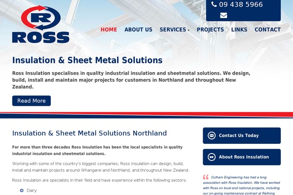 Ross theme site design template sample
