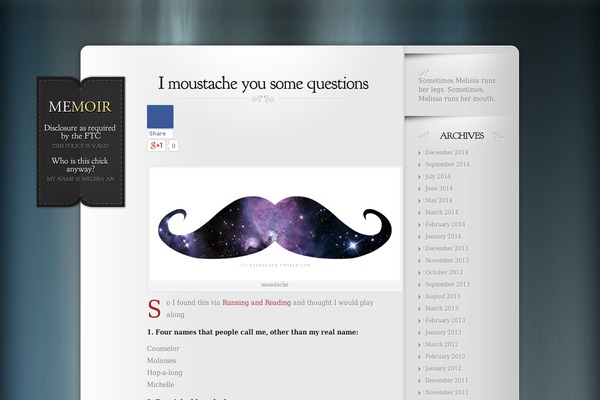Memoir theme site design template sample