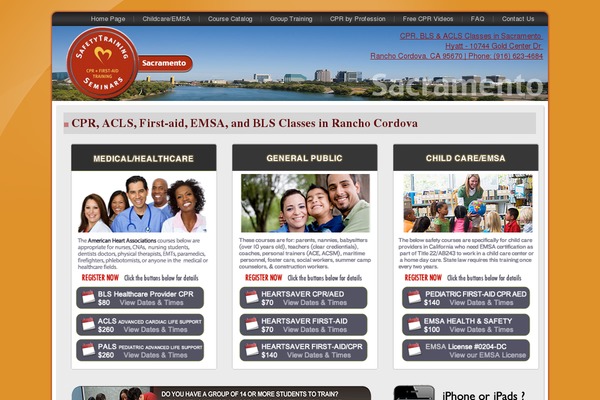 sacramentocprcertification.com site used Wordpressorange2