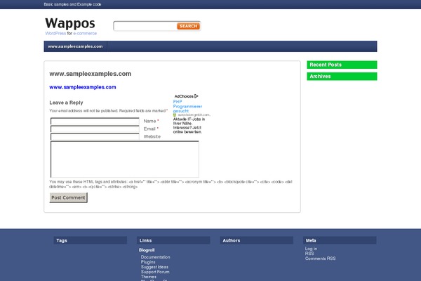 Wappos theme site design template sample