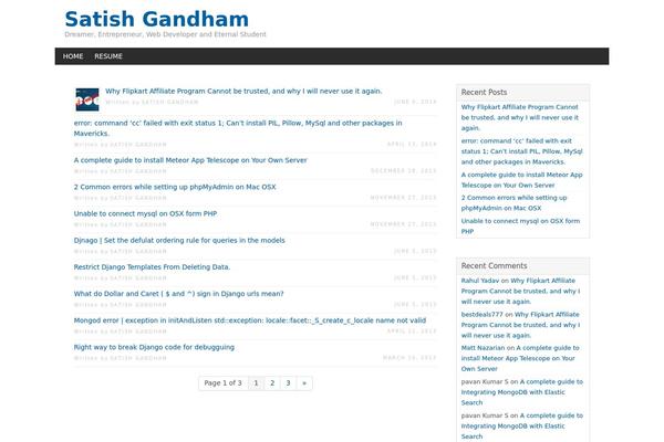 satishgandham.com site used Page Speed