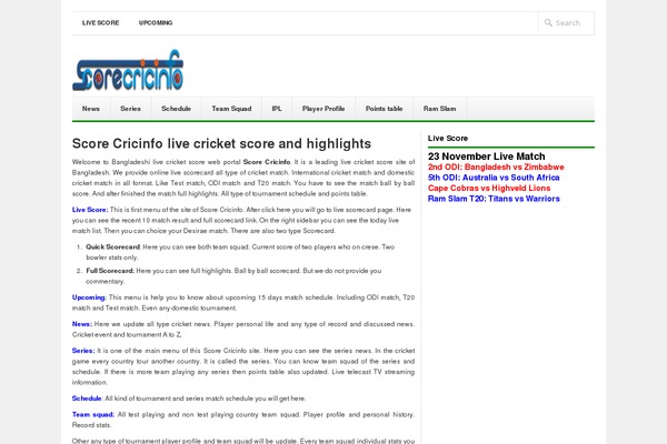 scorecricinfo.com site used Newswire1
