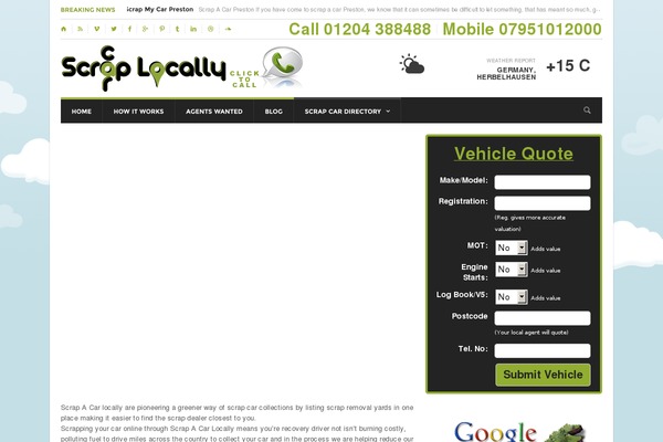 scrapacarlocally.co.uk site used Reganto_wp_1.4.0