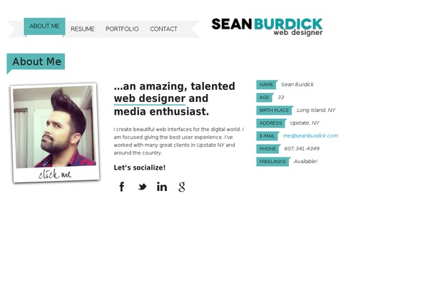 seanburdick.com site used Impressivcard-v2-0-2