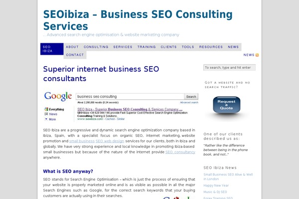 seoibiza.com site used Thesis16