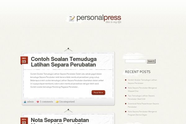 Personalpress theme site design template sample