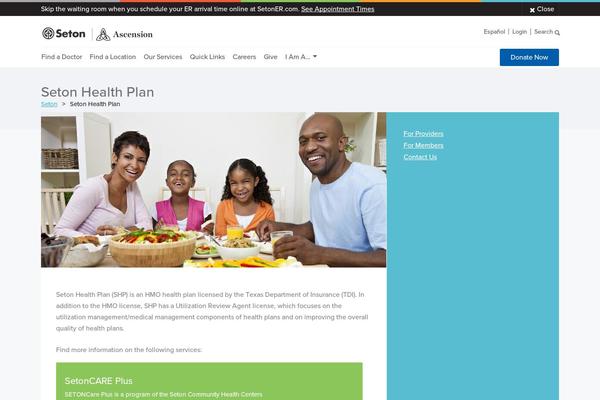 setonhealthplan.com site used Seton