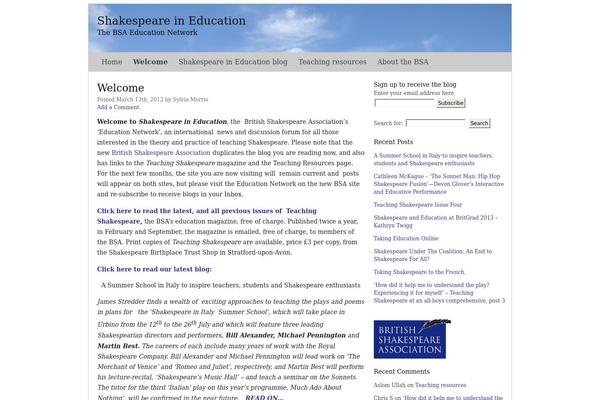 shakespeareineducation.com site used Basic Simplicity