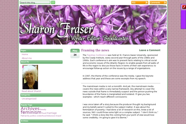 sharonfraser.ca site used Pink Tulip
