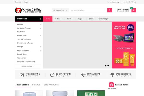 Site using Kuteshop-toolkit plugin