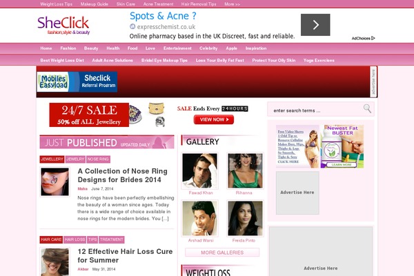 sheclick.com site used Oxane