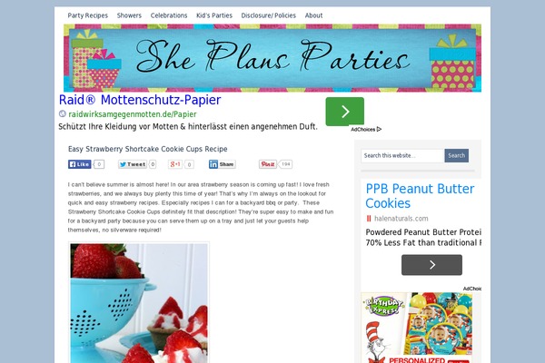 sheplansparties.com site used Modern Blogger Pro