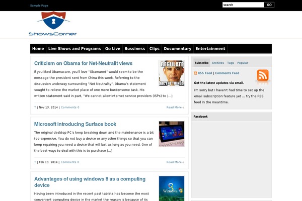 showscorner.com site used Wp Jazz