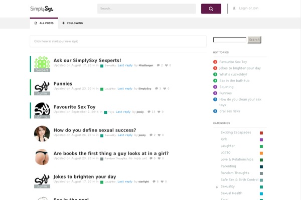 simplysxysociety.com site used Forumengine