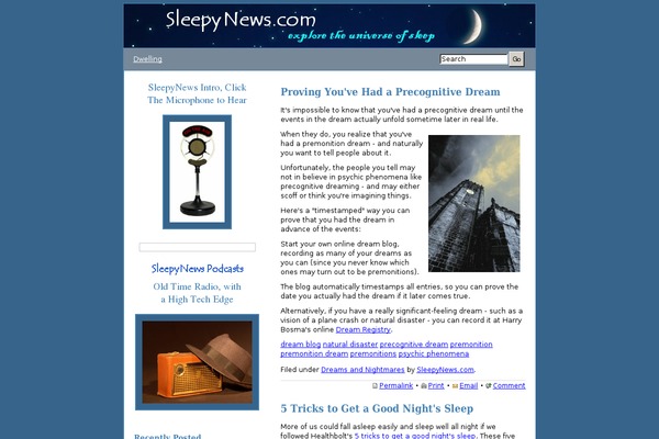 sleepynews.com site used Contentdesk-2-col-left