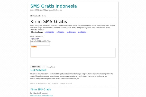 smsgratis.info site used Wplog