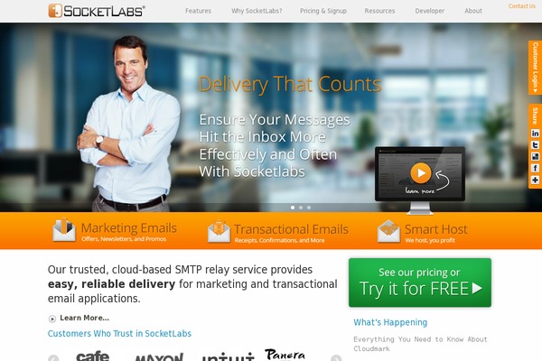 Site using Socketlabs plugin