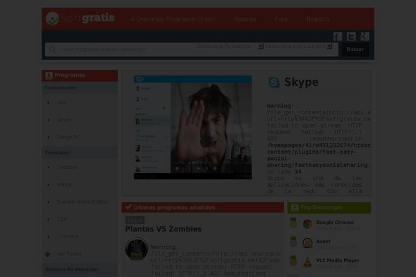 Site using Fast & Easy Social Sharing plugin
