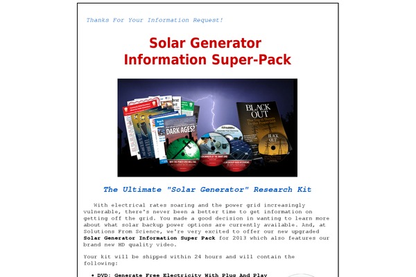 solargeneratorinfo.com site used Solutionsscience