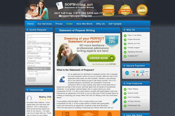 Writing theme site design template sample