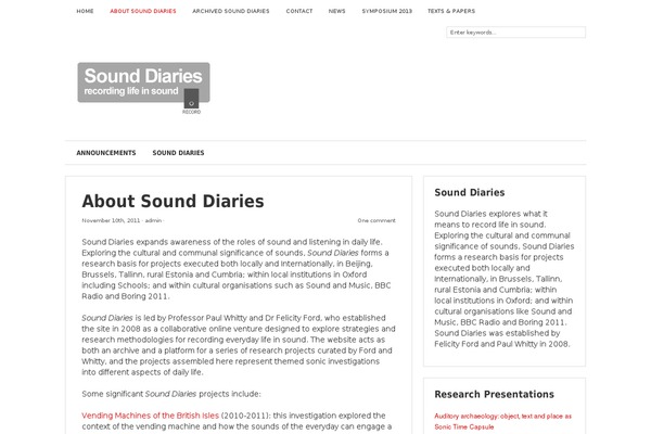 sound-diaries.co.uk site used Cp-minimal