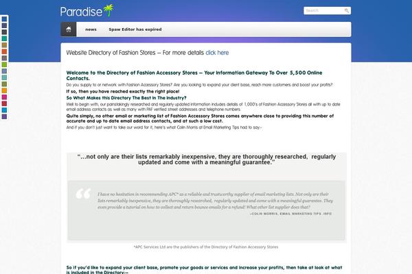 Paradise theme site design template sample
