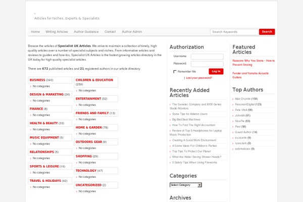Article Directory theme site design template sample