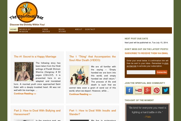 spiritualbee.com site used Colormag-pro