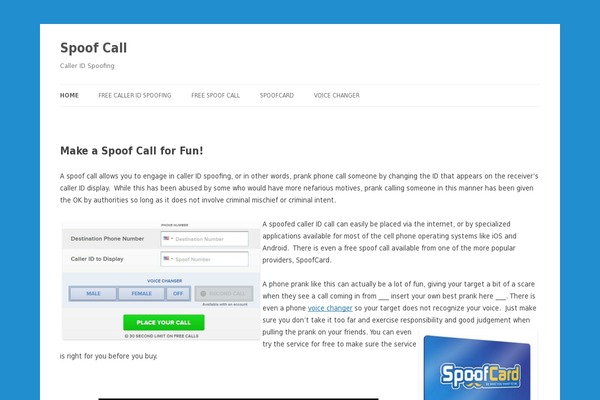 spoofcall.org site used Social Magazine