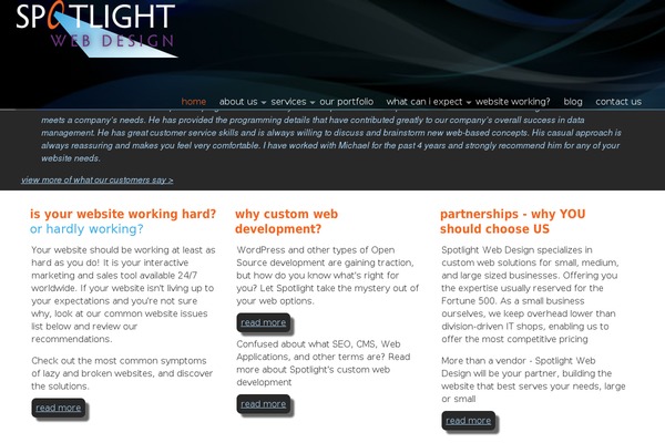 Spotlight theme site design template sample