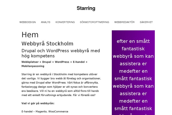 starring.se site used Webbkompaniet