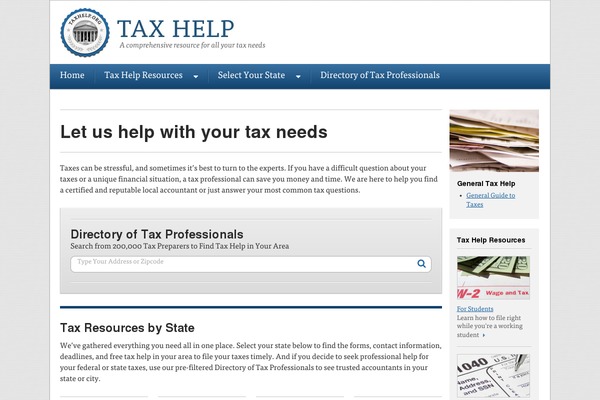 tax-help theme websites examples