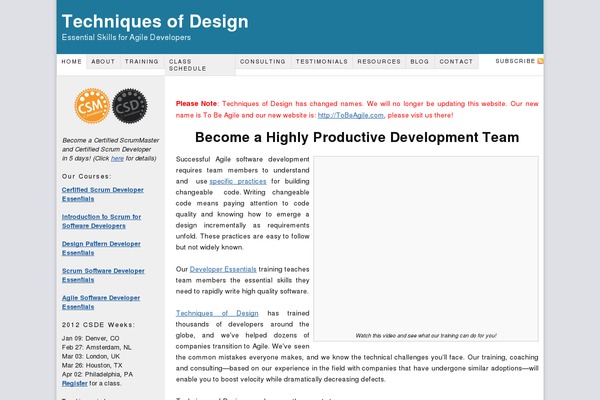 techniquesofdesign.com site used Tobeagile