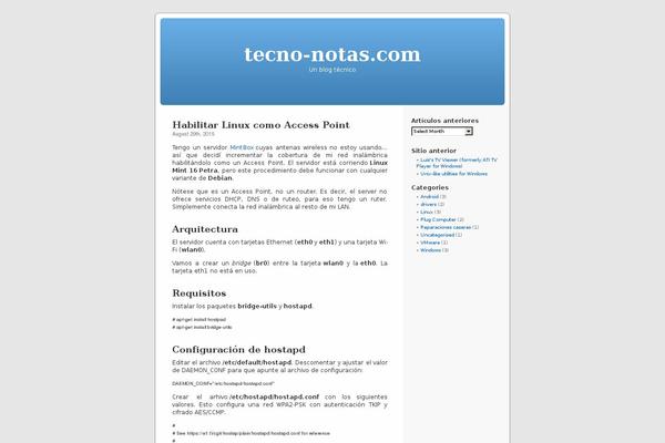 tecno-notas.com site used Sinatra Child Theme