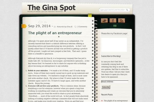theginaspot.com site used Diary