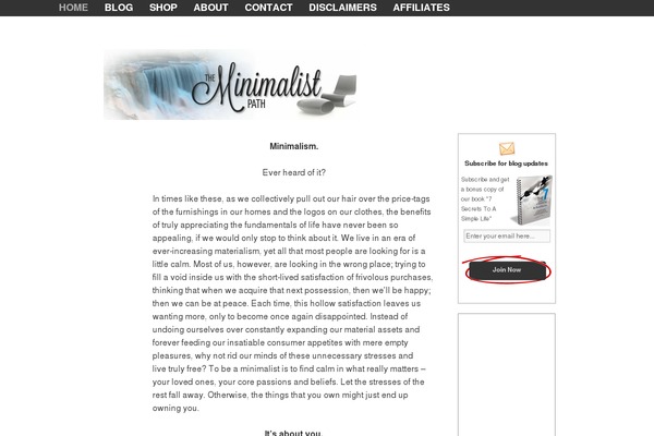 theminimalistpath.com site used Nifty-lite