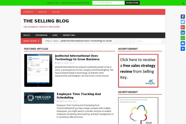 Site using MailChimp Top Bar plugin