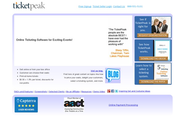 ticketpeak.com site used Ovent